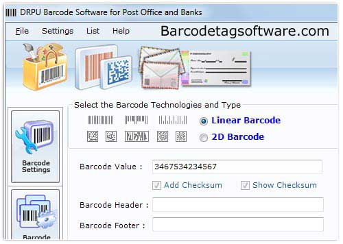 Postal Barcode Tag Software