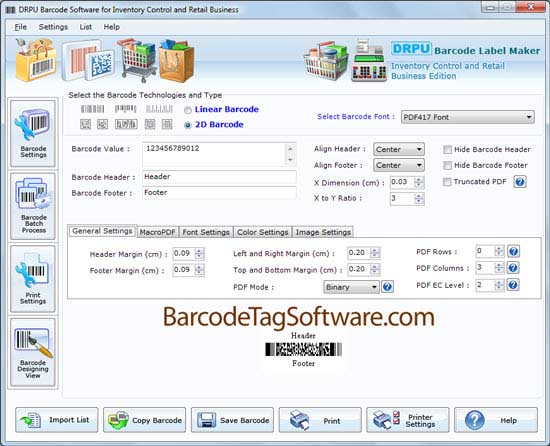 Retail Business Barcode Software screenshot