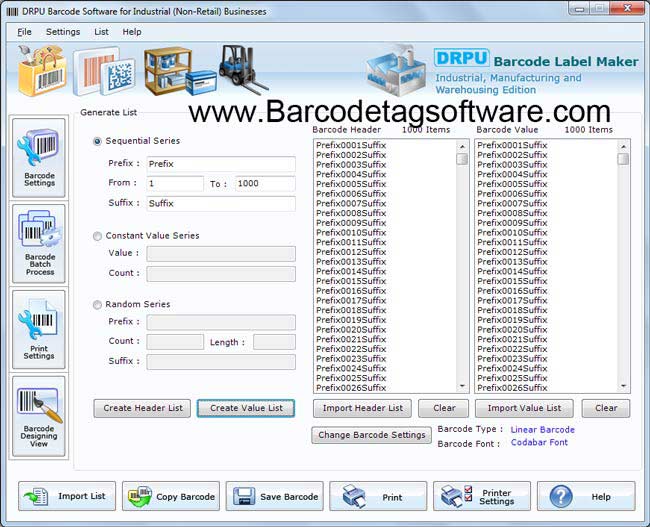 Warehouse Barcode Label Generator screenshot