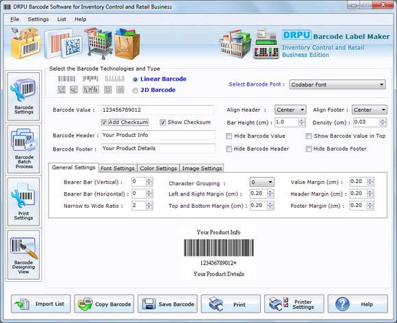 Screenshot of Barcode Labels for Inventory Control