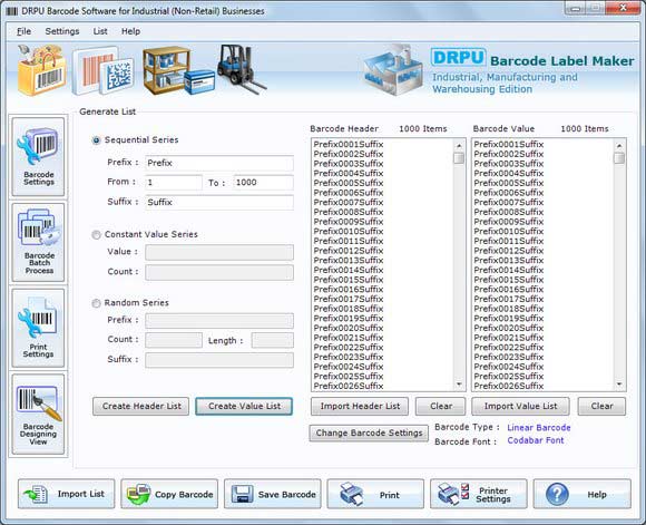 Manufacturing Warehousing Barcodes screen shot