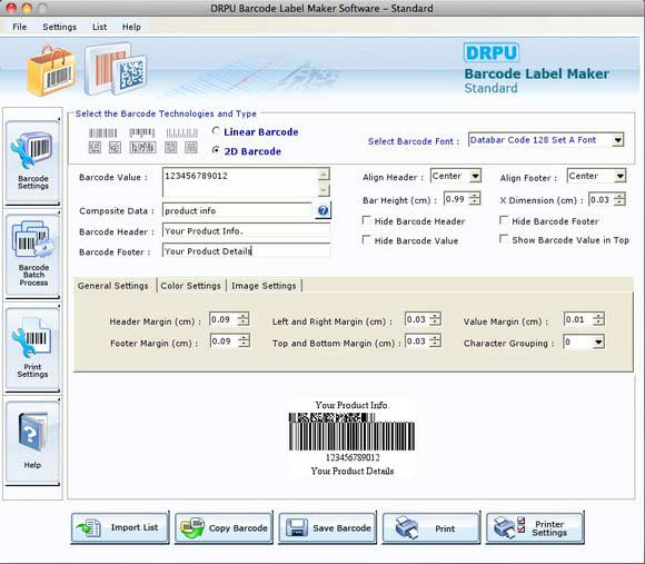 Screenshot of Mac Barcode Software