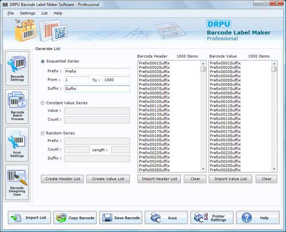 Screenshot of Barcode Tag Software