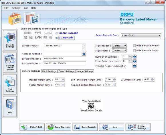Screenshot of Barcode Freeware 7.3.0.1