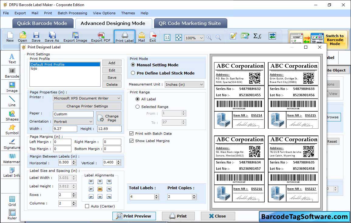 Settings for Printing