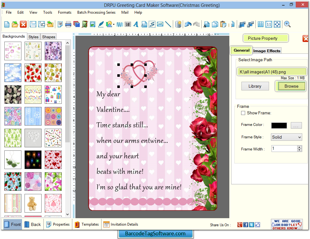 Screenshot Of Greeting Card Maker Software BarcodeTagSoftware