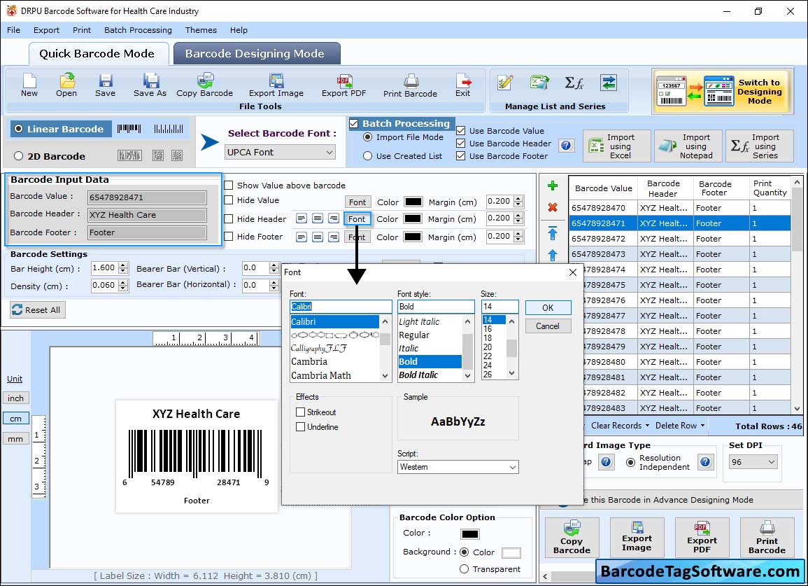 Healthcare Industry Barcode Tag Maker Software