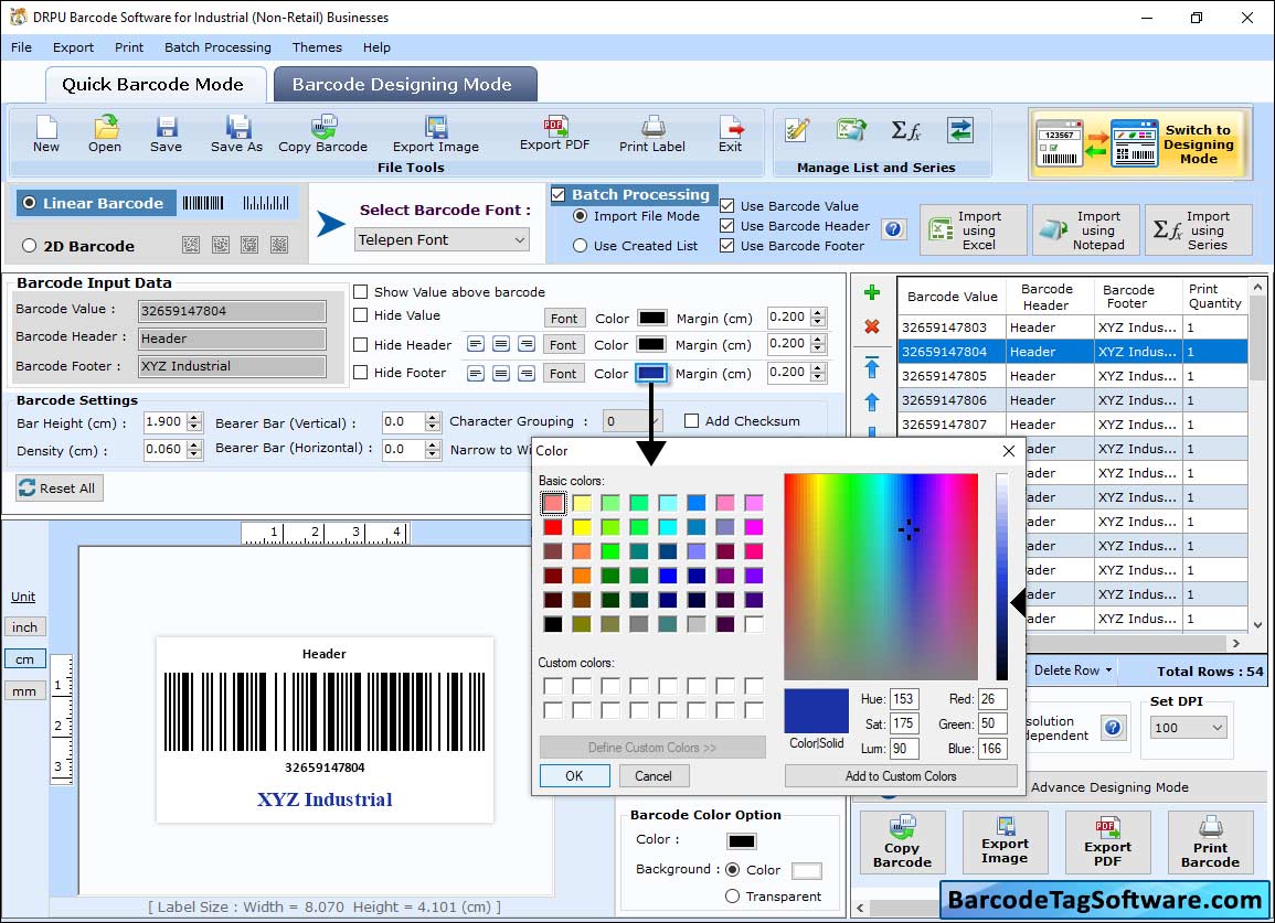 Industrial Warehousing Barcode Tag Maker Software