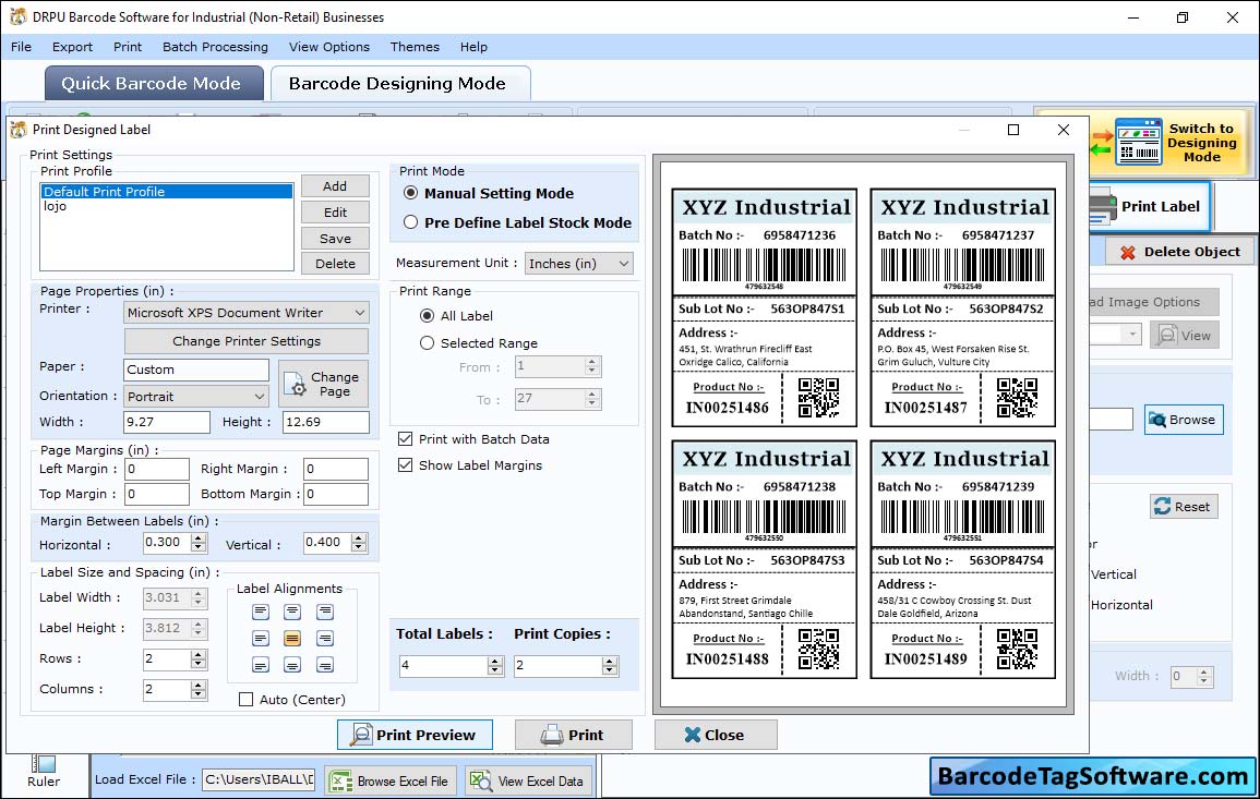 Industrial Warehousing Barcode Tag Maker Software