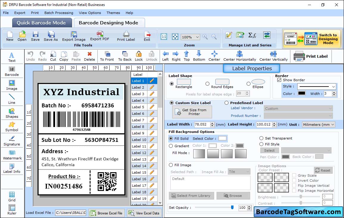 Industrial Warehousing Barcode Tag Maker Software