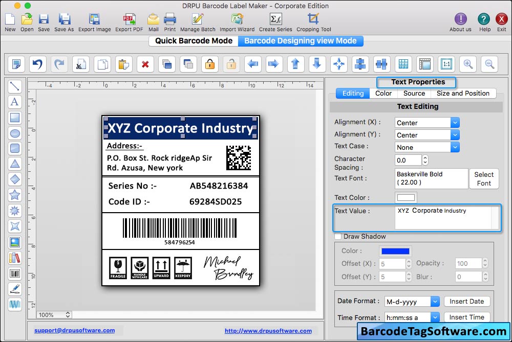 Mac Barcode Tag Maker - Corporate Edition