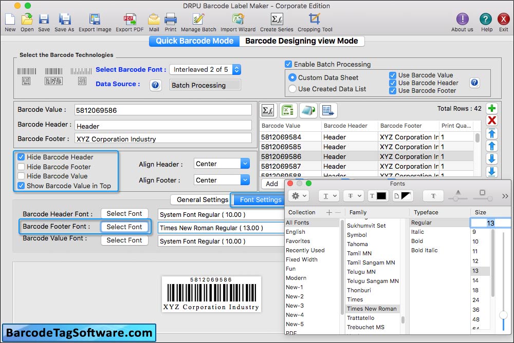 Mac Barcode Software Corporate Edition