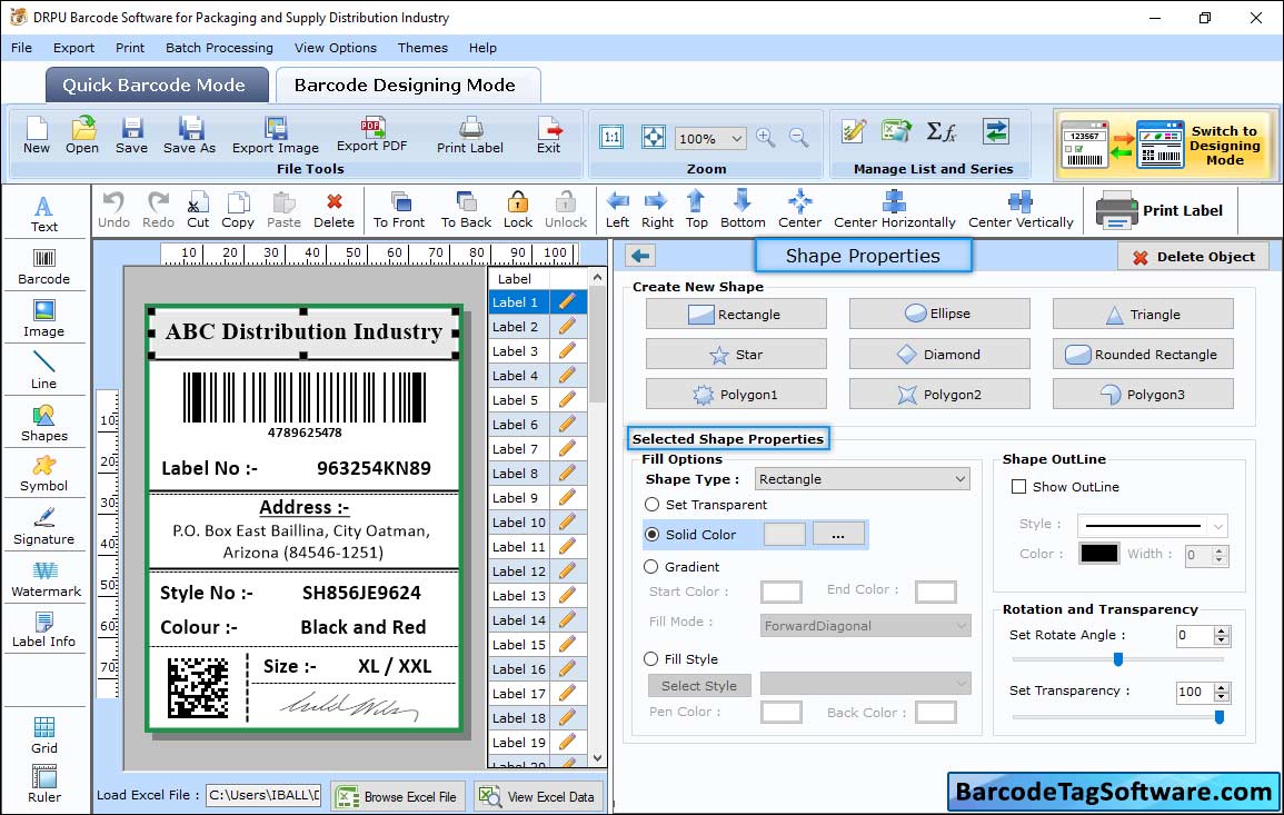 Distribution Industry Barcode Tag Maker Software