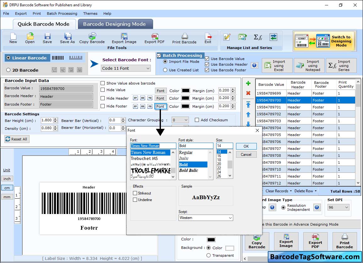 Library Barcode Tag Maker Software