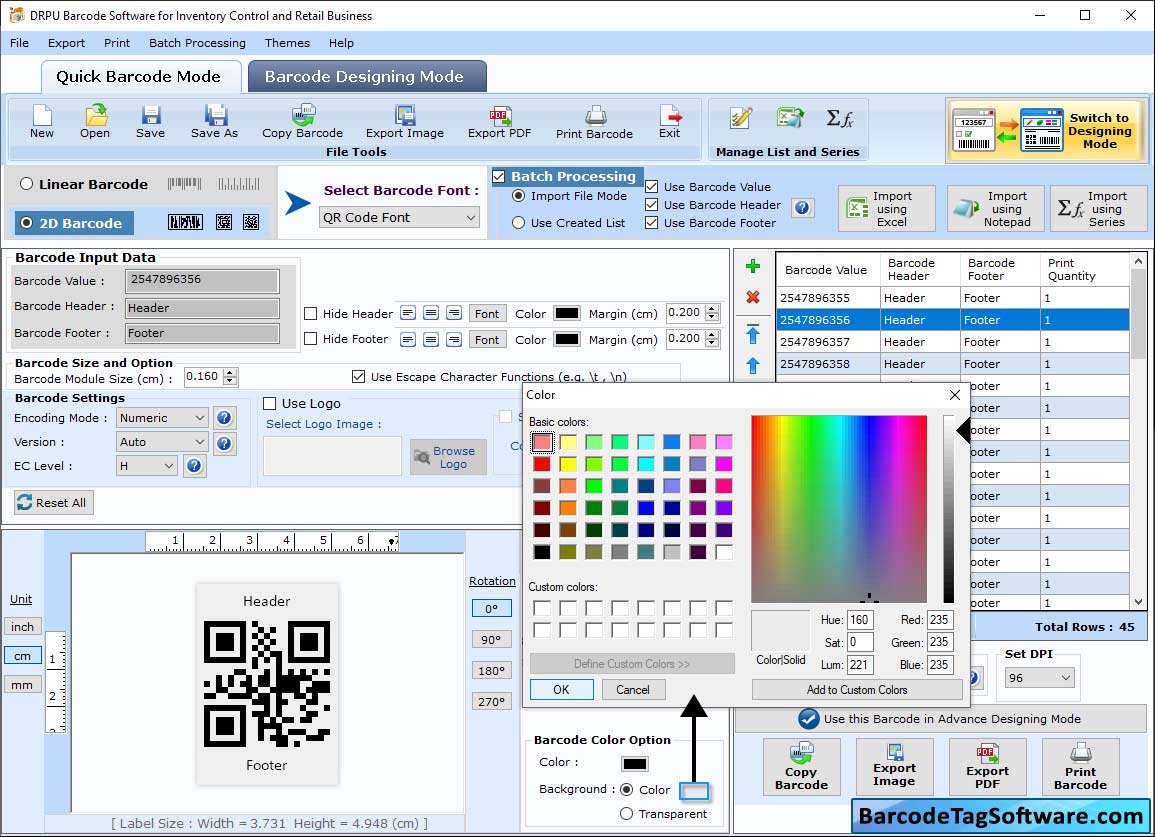 Retail Business Barcode Tag Maker Software