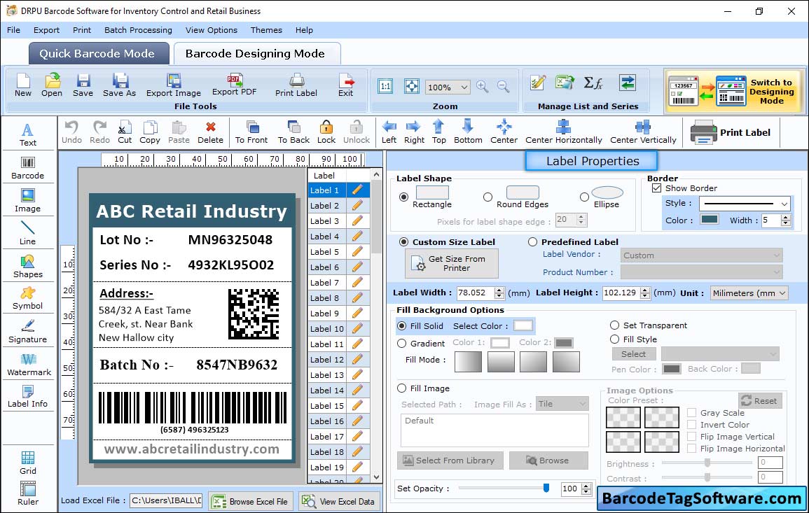 Retail Business Barcode Tag Maker Software