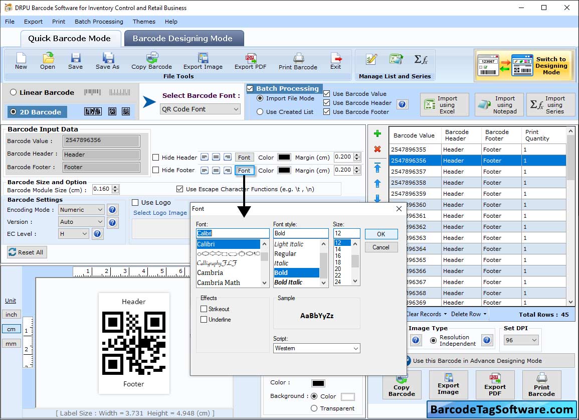 Retail Business Barcode Tag Maker Software