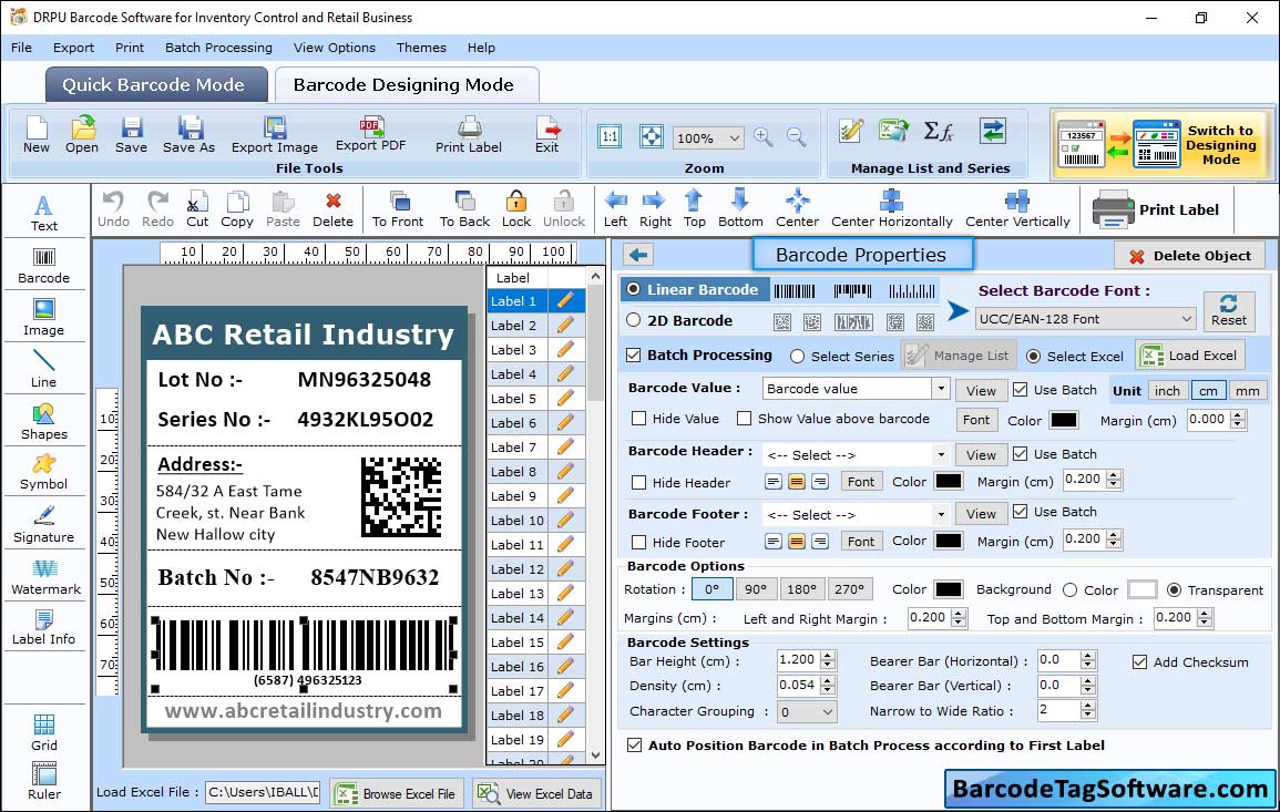 Retail Business Barcode Tag Maker Software