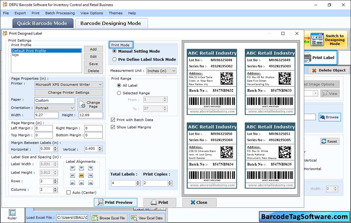 Retail Business Barcode Tag Maker Software