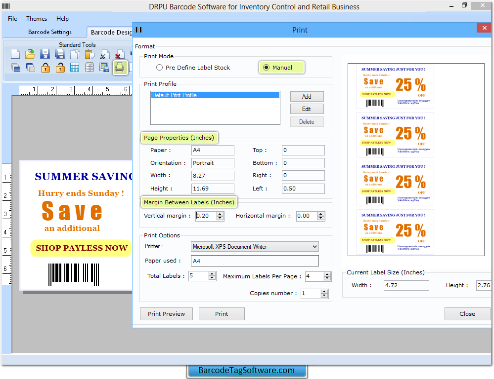 Retail Business Barcode Tag Maker Software