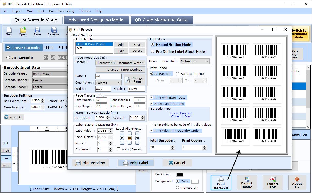 Settings for Printing